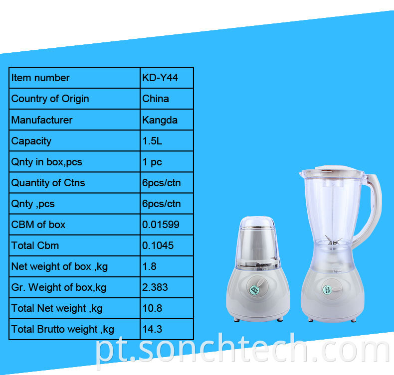 Batido de liquidificador para eletrodomésticos de cozinha Misturador de liquidificador elétrico Processador de alimentos